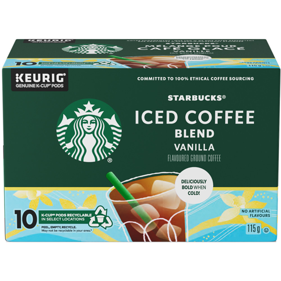 Starbucks Keurig k-cup, Iced Vanilla Flavored Medium Roast, 10 pods/box