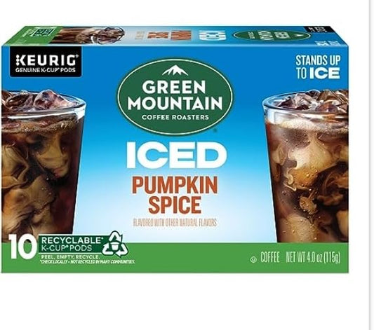 Green Mountain Keurig k-cup, Iced Pumpkin Spice Flavored Medium Roast, 10 pods/box