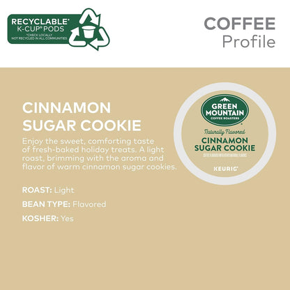 Green Mountain Keurig k-cup, Cinnamon Sugar Cookie Flavored Light Roast, 24 pods/box