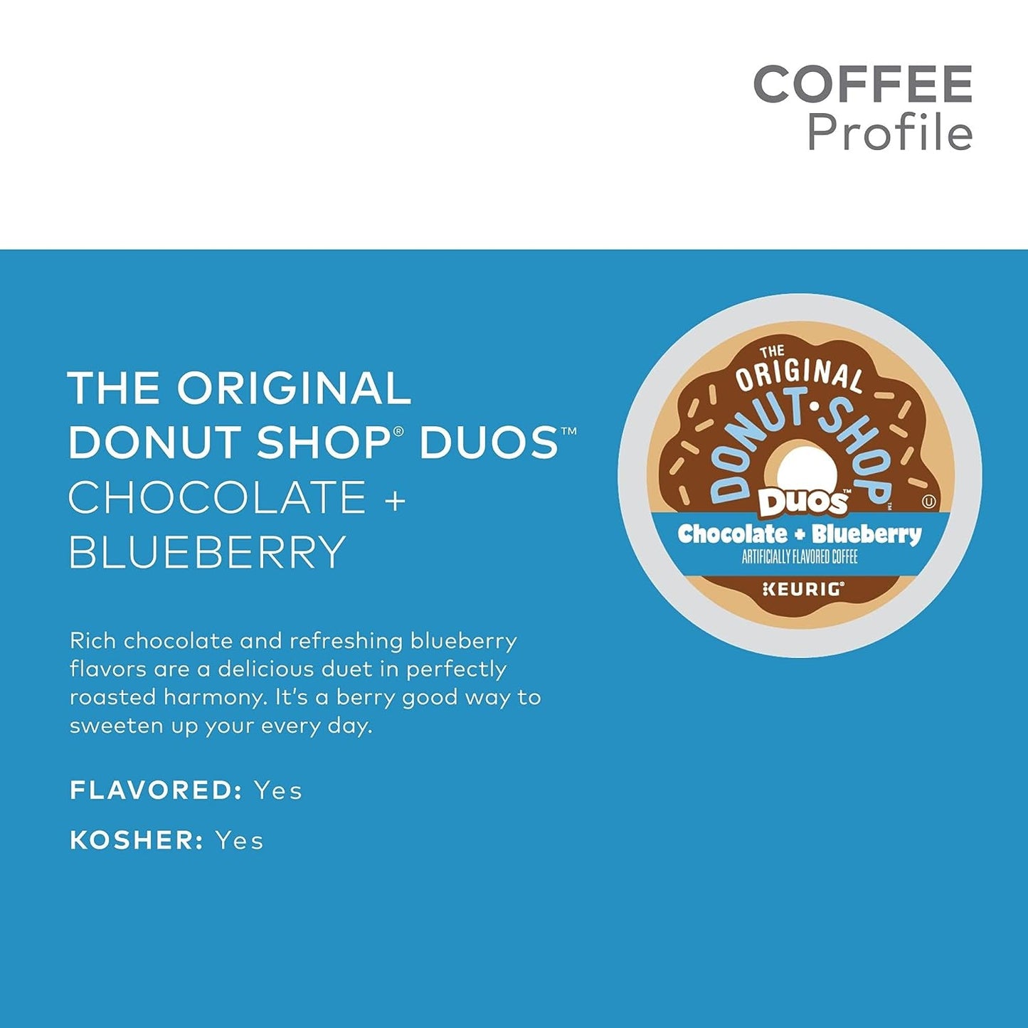 The Original Donut Shop Keurig k-cup, Chocolate + Blueberry Flavored Medium Roast, 12 pods/box