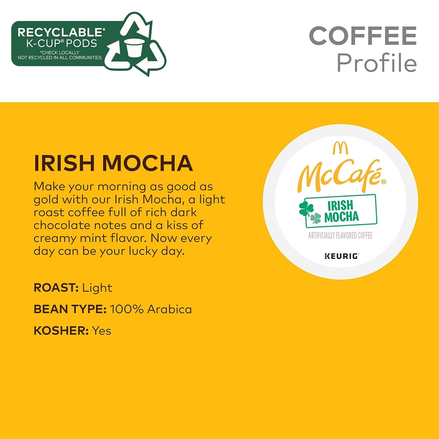 McCafé Keurig k-cup, Irish Mocha Flavored Light Roast, 10 pods/box