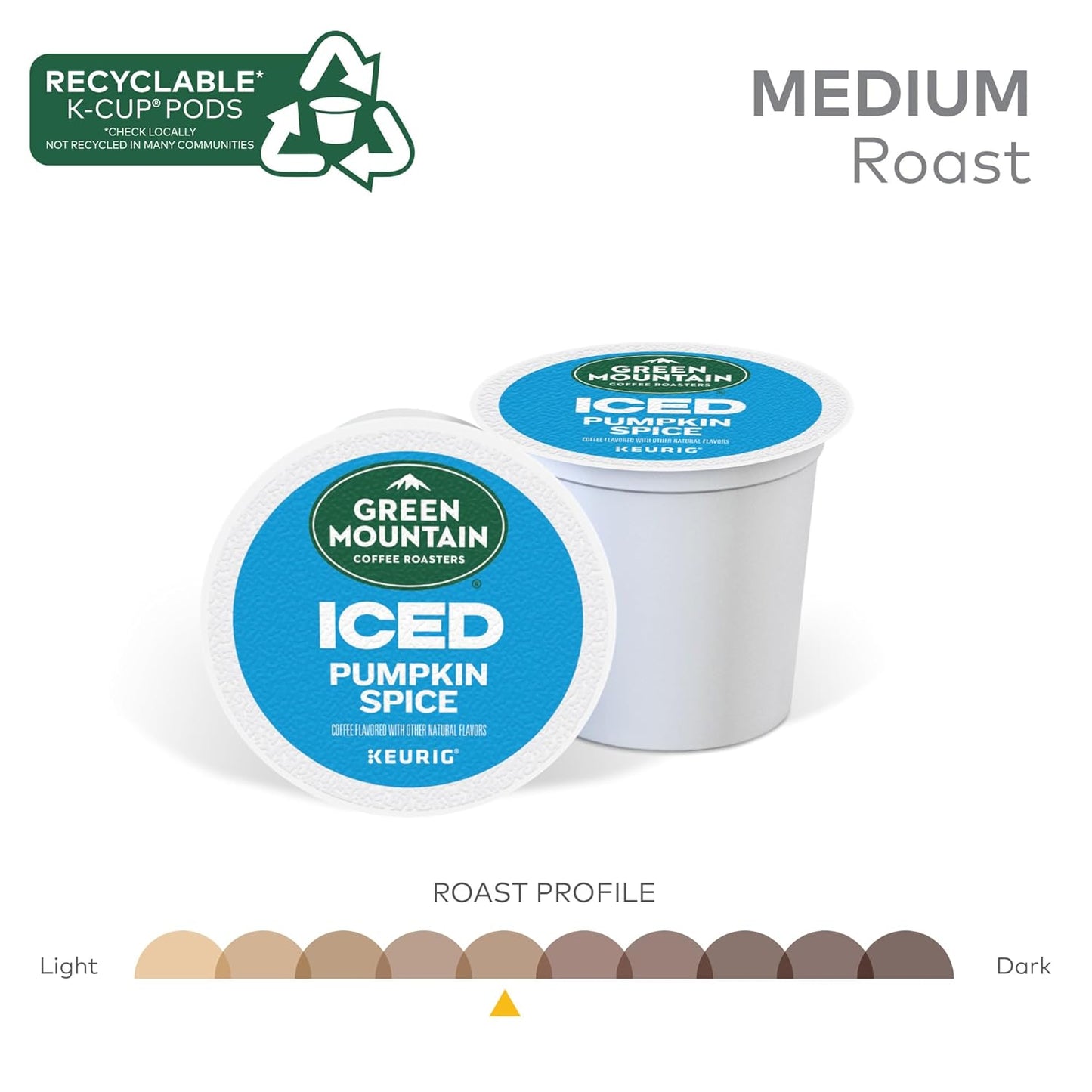 Green Mountain Keurig k-cup, Iced Pumpkin Spice Flavored Medium Roast, 10 pods/box