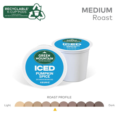 Green Mountain Keurig k-cup, Iced Pumpkin Spice Flavored Medium Roast, 10 pods/box