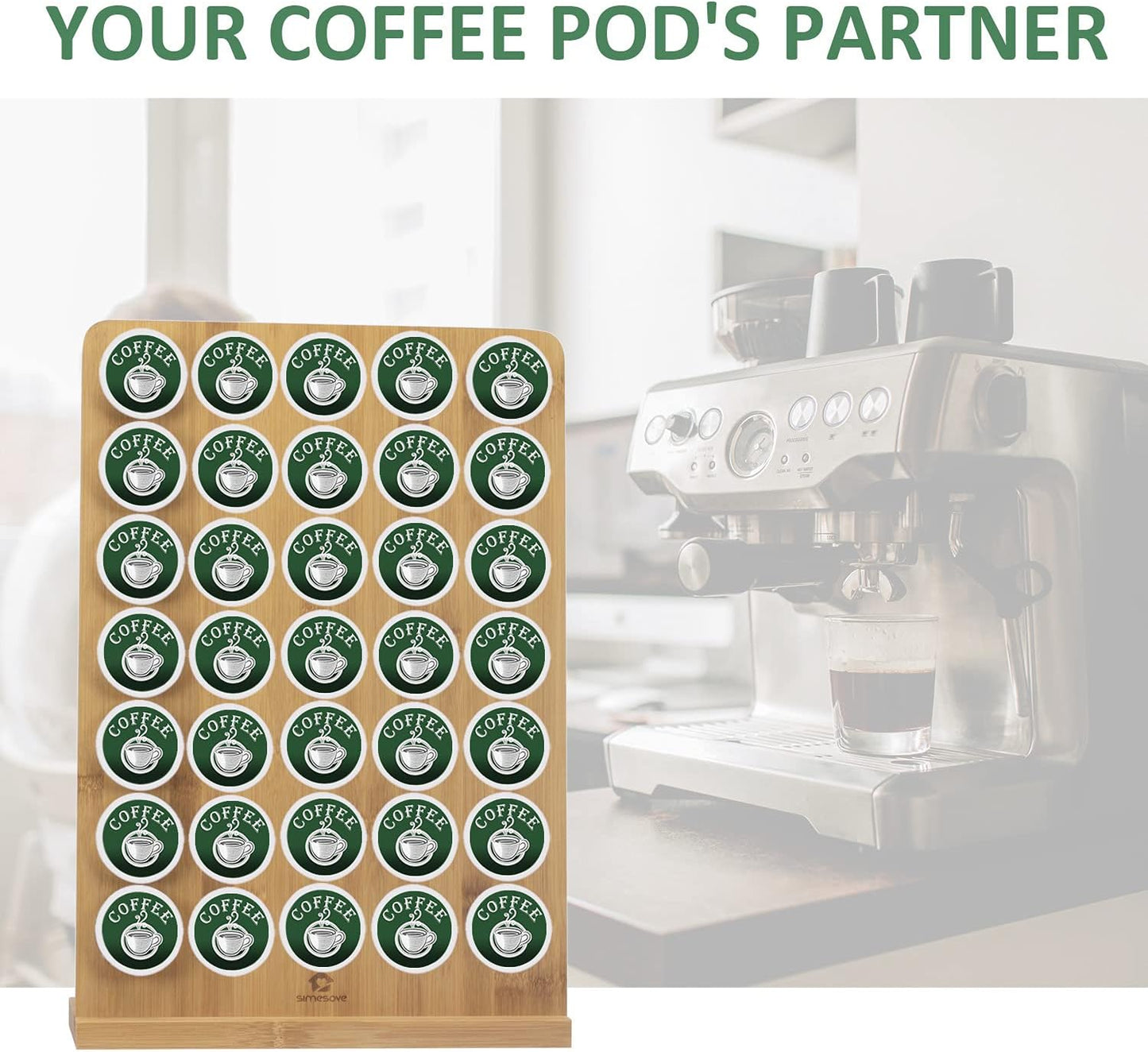 Simesove Bamboo K-cup Display Rack for 35 K-Cup Pods