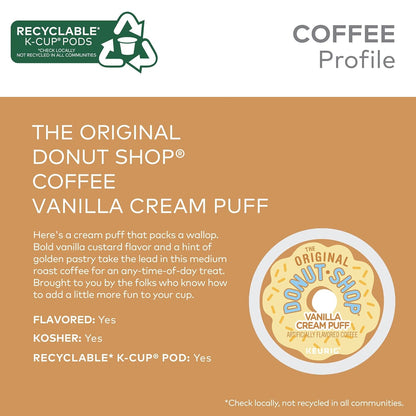 The Original Donut Shop Keurig k-cup, Vanilla Cream Puff Flavored Medium Roast, 24 pods/box