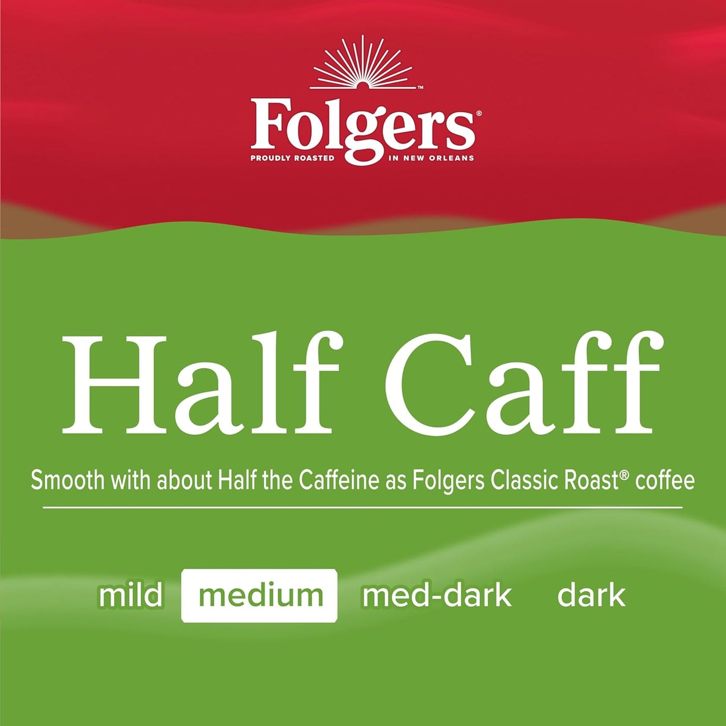 Folgers Keurig k-cup, Half-Caff Medium Roast, 12 pods/box