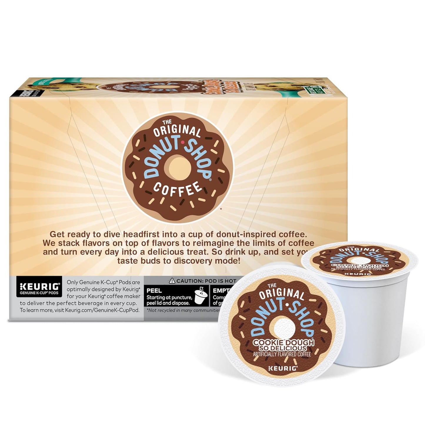 The Original Donut Shop Keurig k-cup, Cookie Dough so Delicious Flavored Light Roast, 10 pods/box