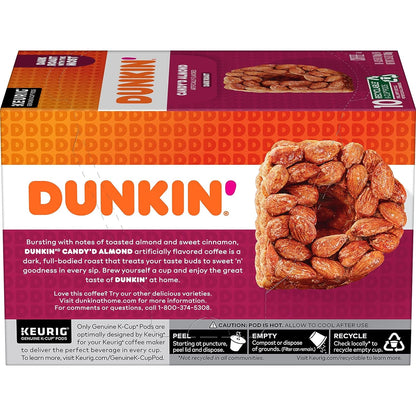 Dunkin' Keurig K-cup, Candy'd Almond Flavored Dark Roast, 10 pods/box