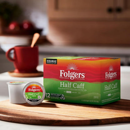 Folgers Keurig k-cup, Half-Caff Medium Roast, 12 pods/box