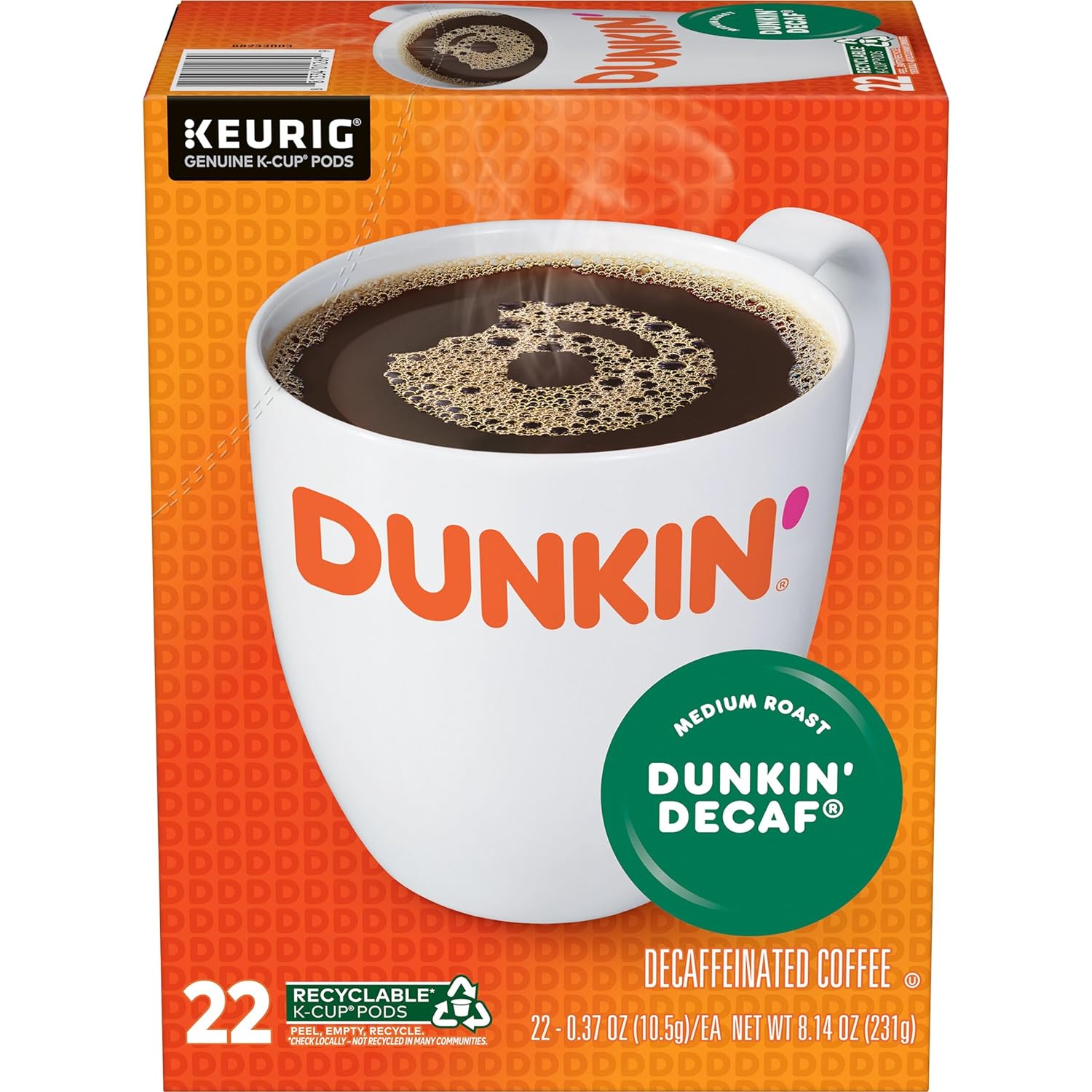 Dunkin' Keurig k-cup, Decaf Medium Roast, 22 pods/box – Kopi Mania PH