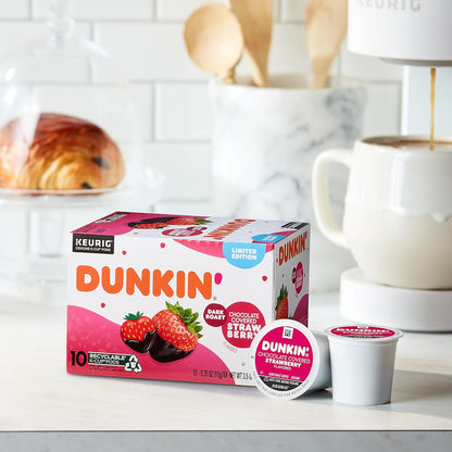 Dunkin' Keurig K-cup, Chocolate Covered Strawberry Flavored Dark Roast, 10 pods/box