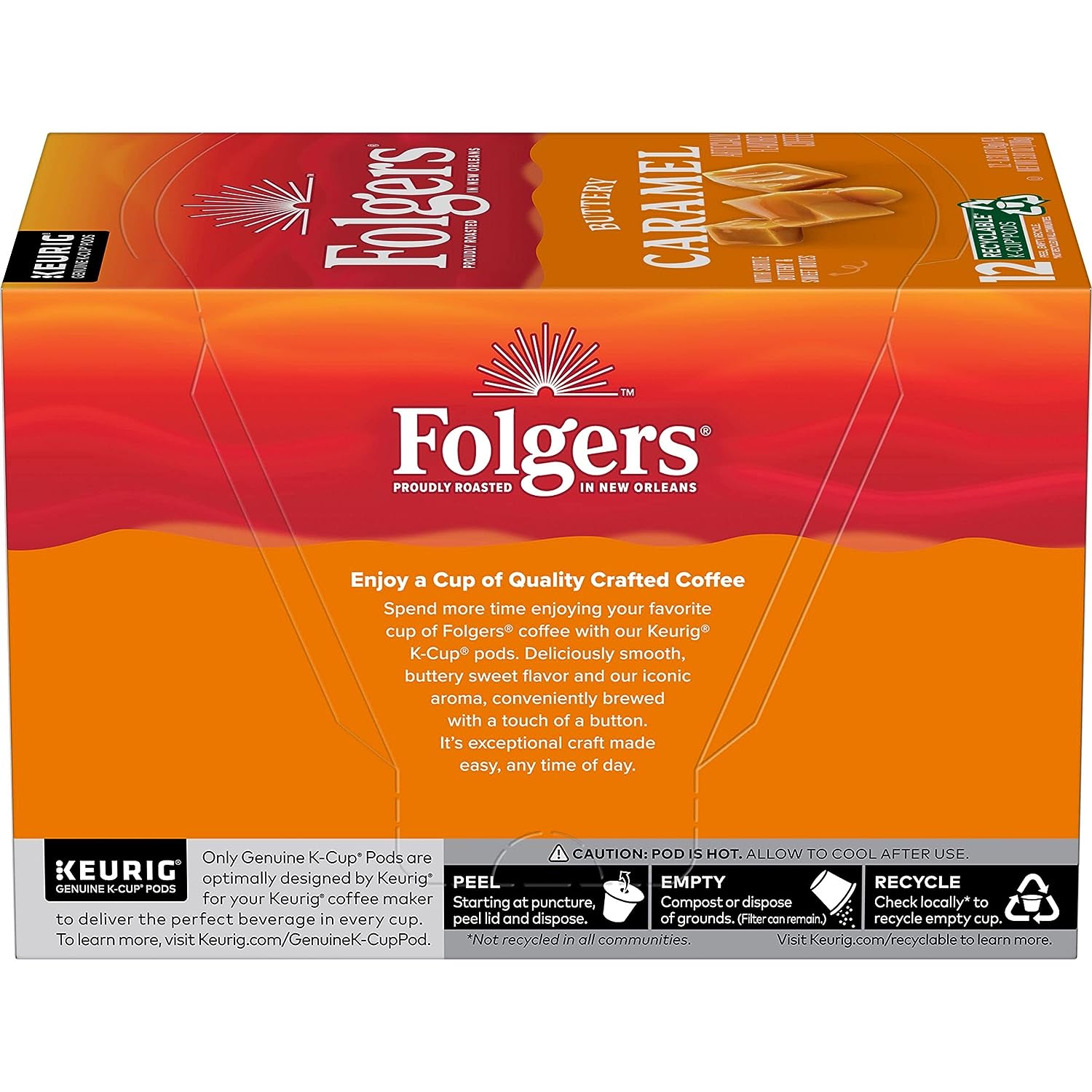 Folgers Buttery Caramel, Flavored Medium Roast, 12 Keurig k-cups/box ...