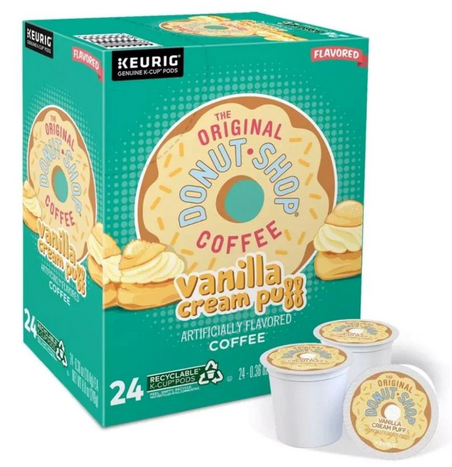 The Original Donut Shop Keurig k-cup, Vanilla Cream Puff Flavored Medium Roast, 24 pods/box