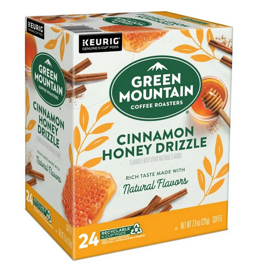 Green Mountain Keurig k-cup, Cinnamon Honey Drizzle Flavored Light Roast, 24 pods/box